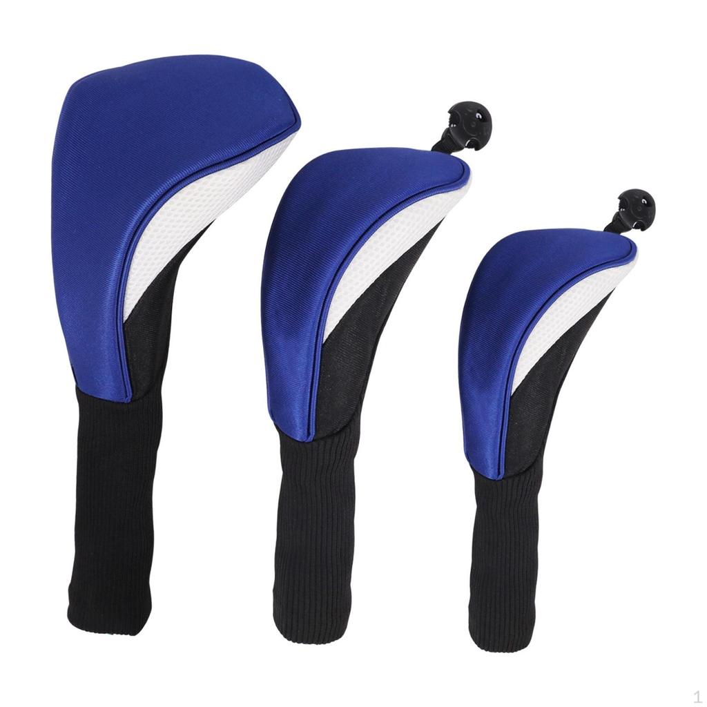 3 Golf Club Covers with Interchangeable Number Tags for Outdoor Use