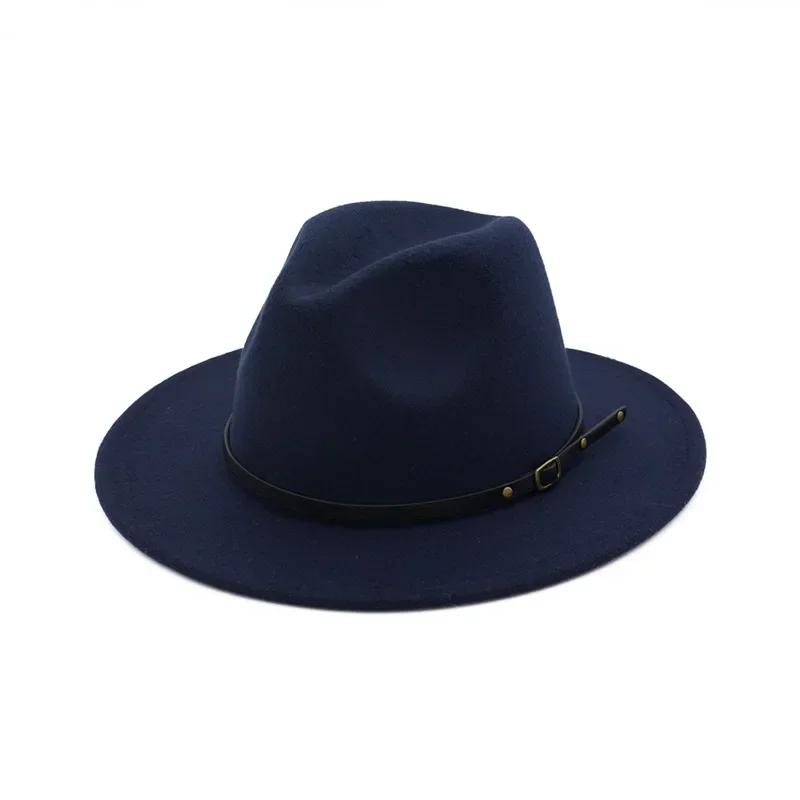 Men Fashion Simple Solid Color Vintage Wide Brim Hat Church Party Felt Jazz Cap Fashion Travel Hats Women Accessories Gifts