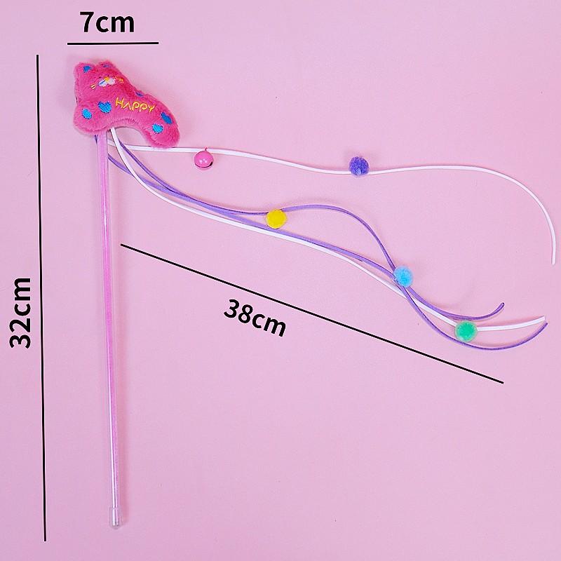Cat Toy Tassel Stick Cat Toys Interactive Long Handle Cats Teaser Toy with Bell Cute Cartoon Plush Sticks Toys for Cats Scratch