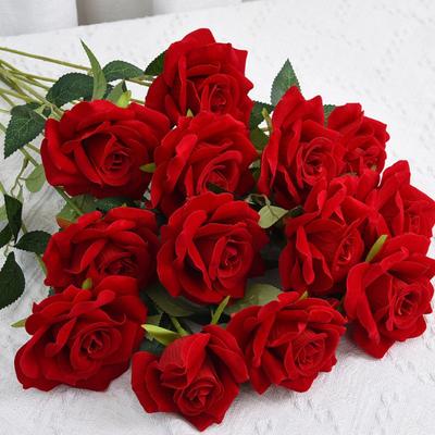5 Pcs Artificial Red Roses Simulated Flowers with Bendable Stems Realistic Faux Roses for Wedding Home Floral Arrangement Photography Props