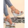 Neue Keil-Sandalen – Modische High-Heel Einriemen Pailletten Höhensteigernde Damensandalen