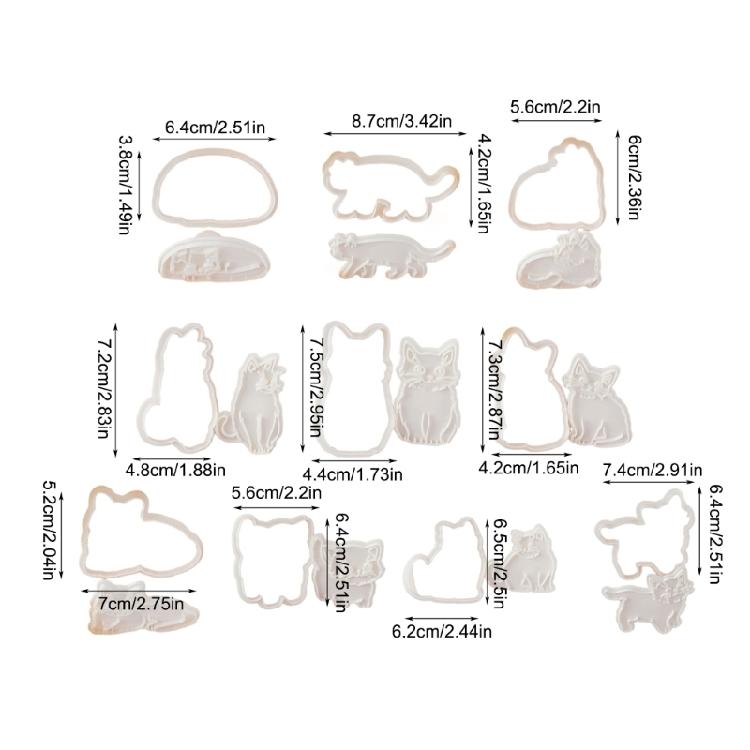 Assorted Cats Shape Cookie Molds Creative Cats Designs Biscuits Baking Stamper for DIY Cookie Making Enthusiasts