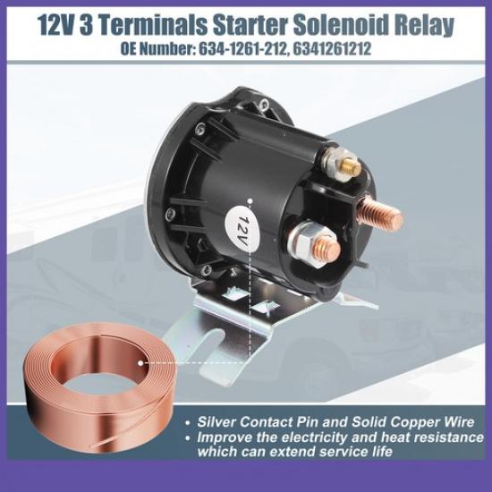 Starter Solenoid Switch Relay Intermittent Duty Cycle 12V Contactor 634-1261-212