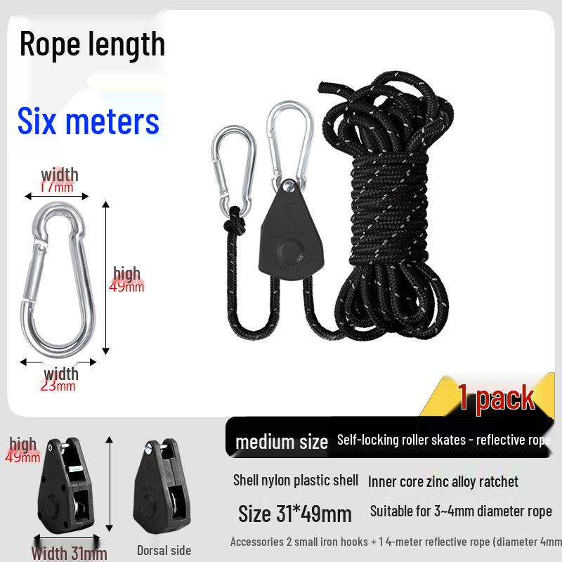 Adjustable Reflective Windproof Camping Tent Rope Pulley System