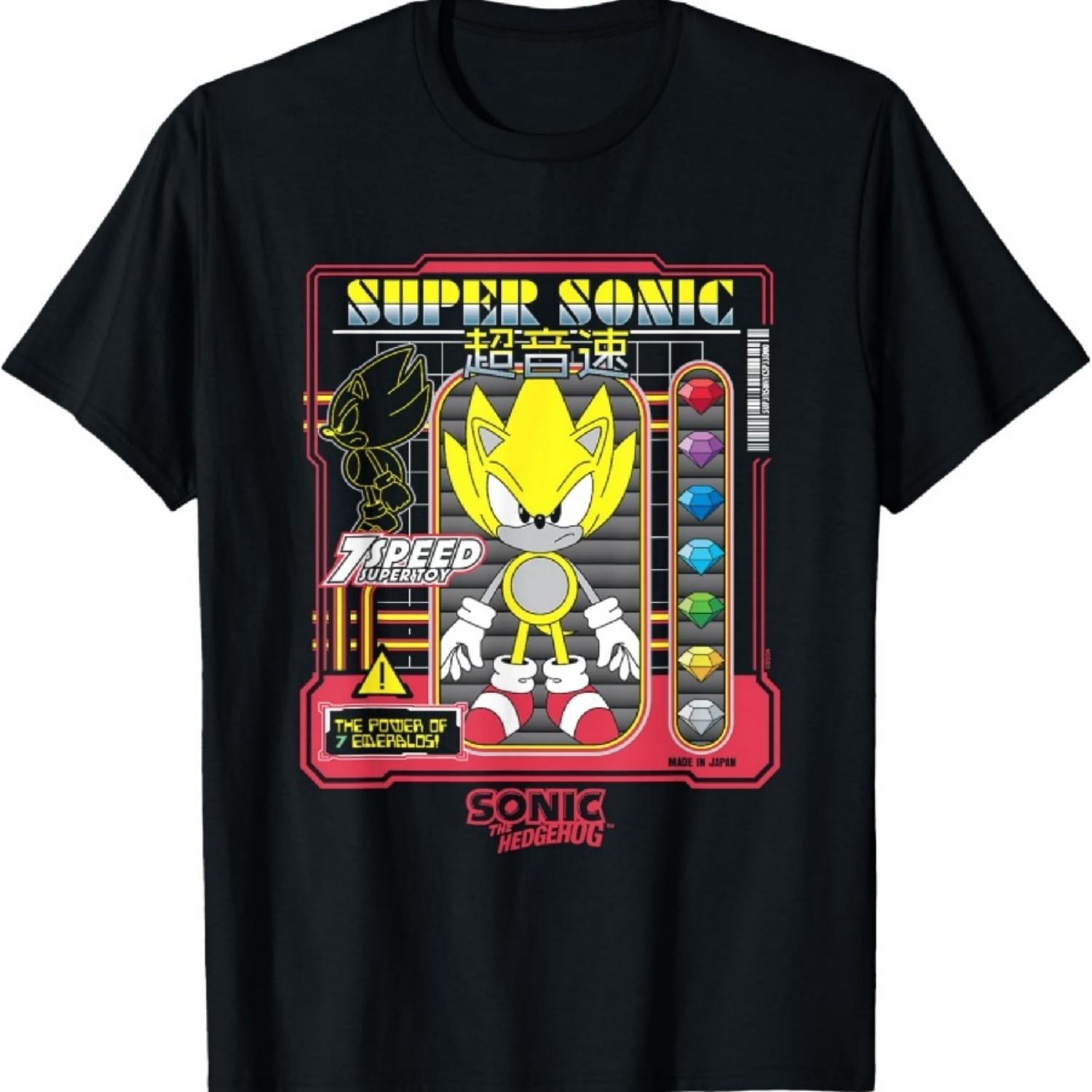 Соник Хеджихог Супер Соник Винтажный Постер с Кандзи Футболка S