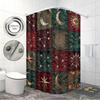 1Pc Fabric Sun Moon Splicing Print Waterproof Shower Partition Privacy Hanging Curtain 12 Hook Multiple Size Easy Installation