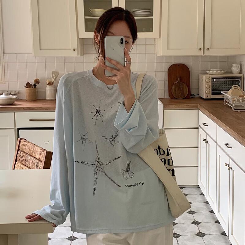 

VS WHAT Starfish Secret Long-sleeve T-shirt Cover-up for Women L