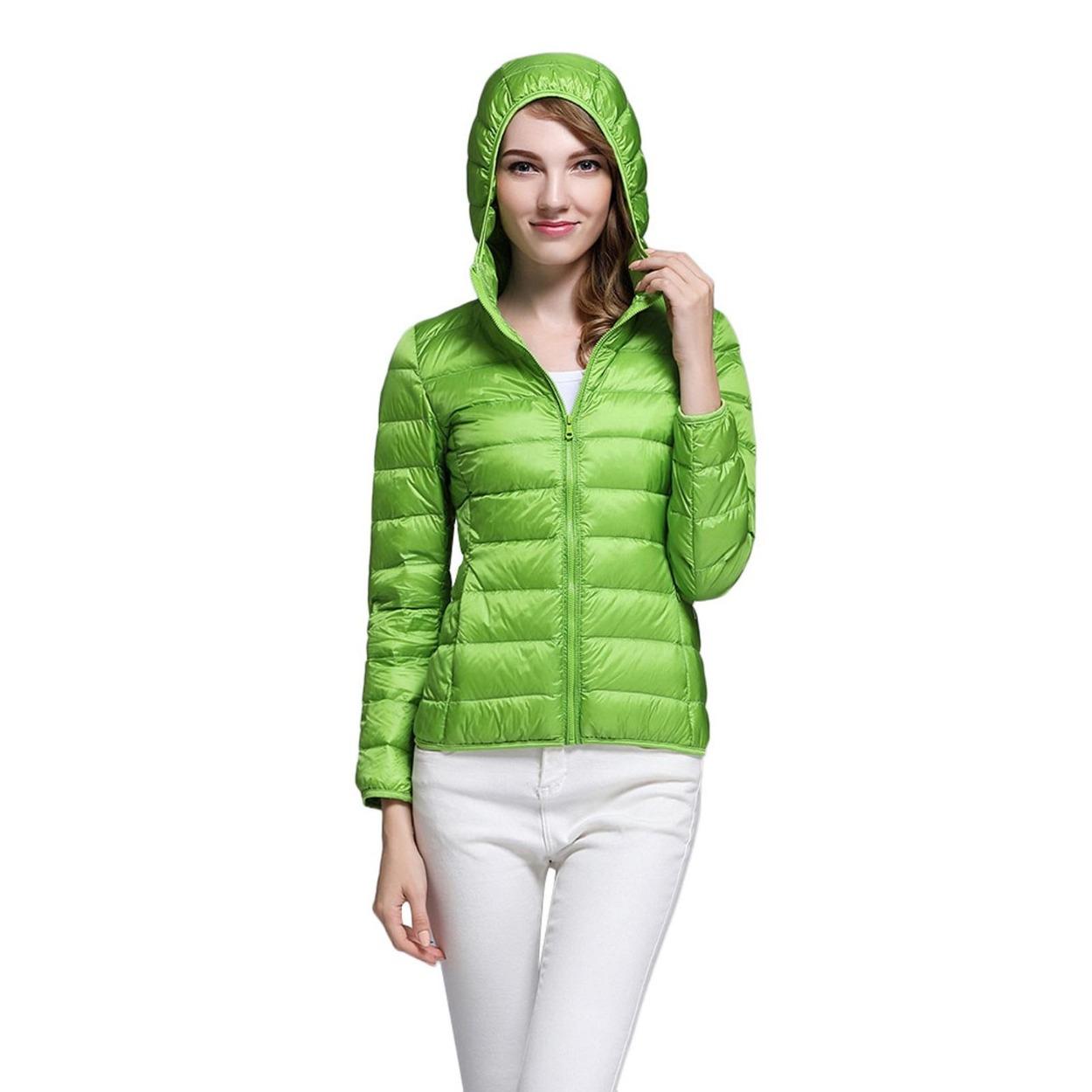 

Женская цветная ультра легкая куртка, однотонная куртка на молнии с капюшоном, пуховик XXXL зелёный