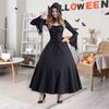 Damen Gothic Kapuzen Hexenkleid Vintage Mittelalterliches Viktorianisches Kleid Halloween Renaissance Cosplay Ballkleid für Make-up-Partys Rollenspiele