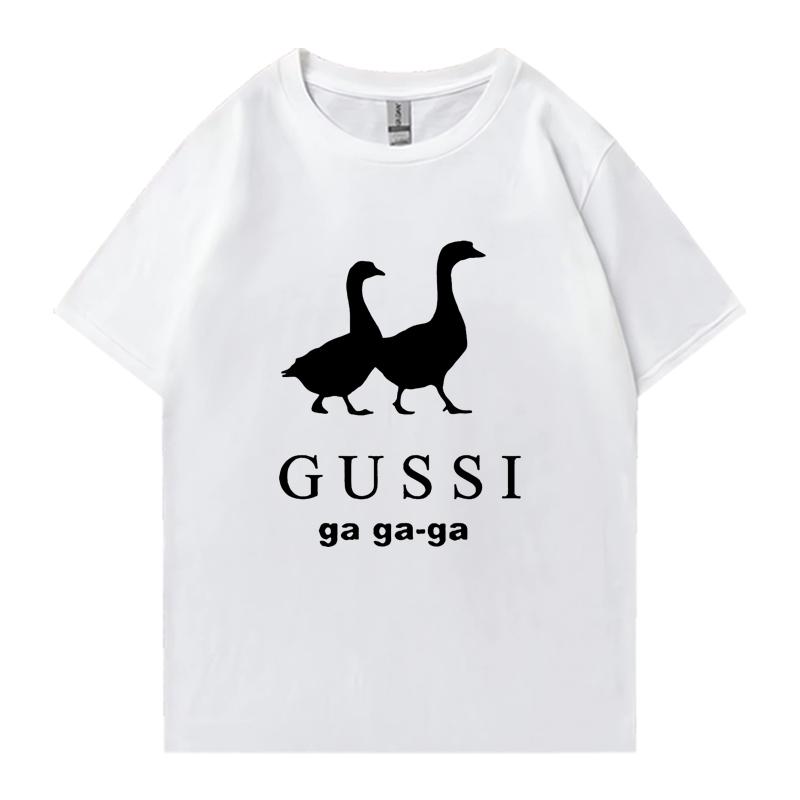 Hochwertiges T-Shirt GUSSI Ga Ga Ga Fashion Lustige Sommer Kurzarm T-Shirts Streetwear Herren Damen Kleidung Baumwolle Unisex Oberteil