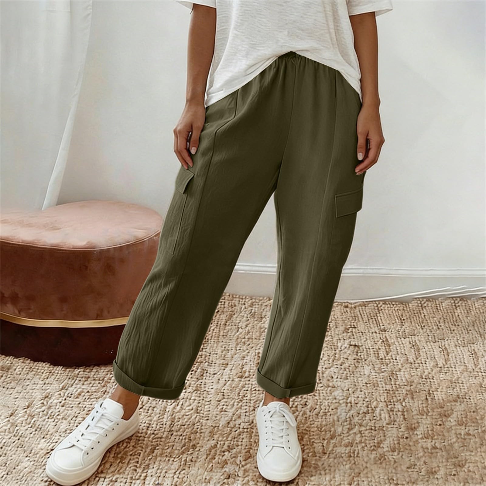 

Womens Palazzo Pants Summer Casual Flowy Wide Leg Trousers Beach Travel Vacation Outfits L зелёный