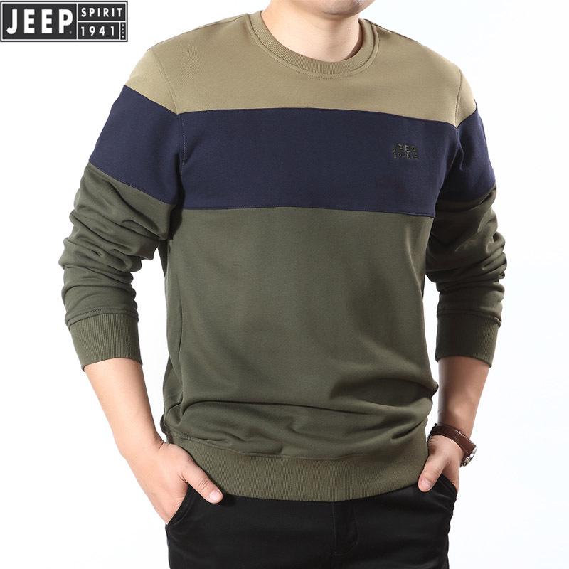 

JEEP SPIRIT Men s Color Block Long Sleeve Pullover Sweatshirt 5008 Triple Extra Large хаки
