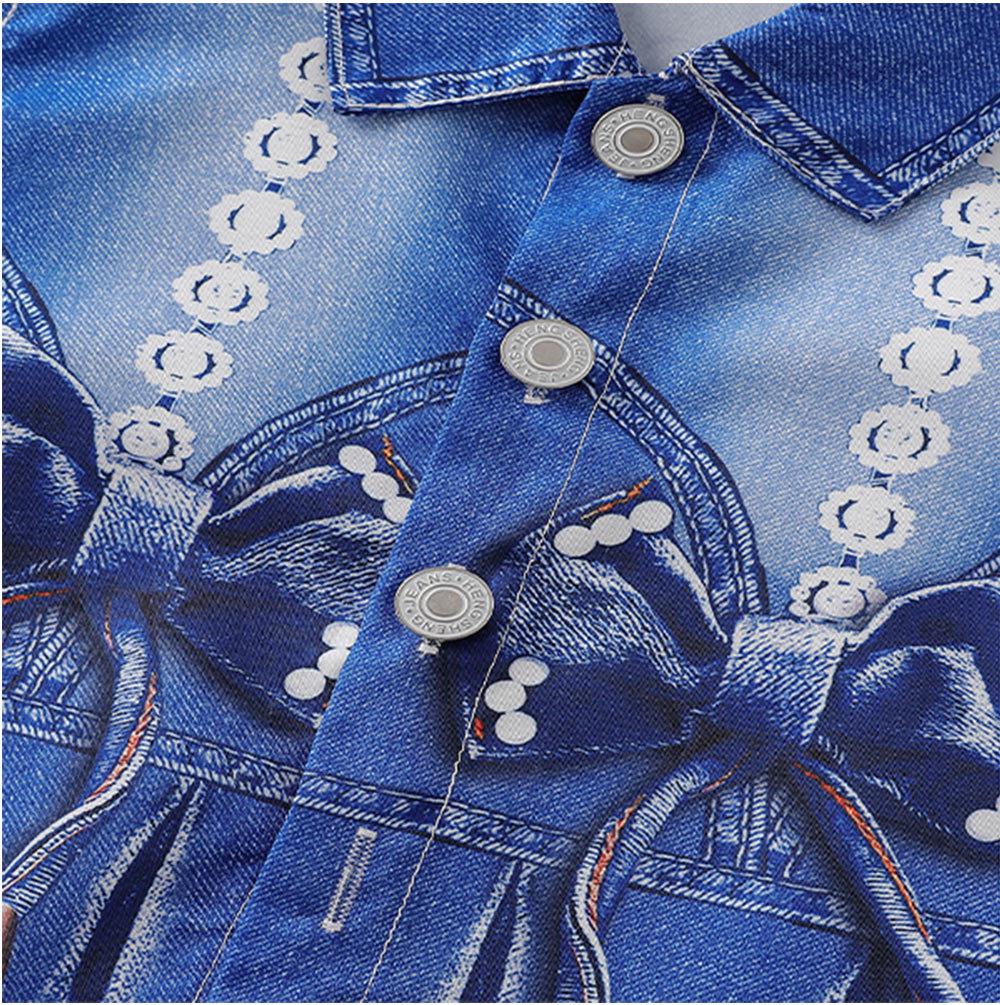 Stilingas mergaičių trijų dalių džinsinis komplektas: 2025 m. Pavasario ir Rudens Kolekcija su Pagrindiniais Marškiniais ir Liemene