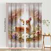 2PCS Digital Print Curtains, Christmas Deer Fawn Floral Woodland Pattern, Cute Animal Style for Xmas Holiday Home Decor