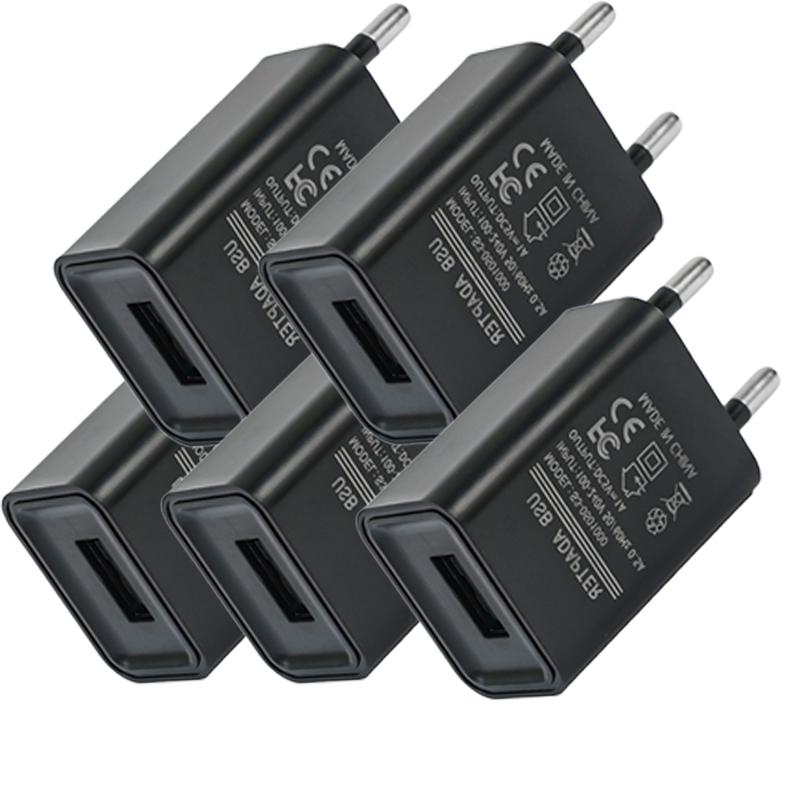 

5/1 шт. Универсальное зарядное устройство для телефона 5 В 1 А с европейской вилкой USB, адаптер питания для iPhone iPad Samsung Xiaomi Redmi Google 5 Black