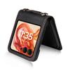 Etui dla Motorola Razr 50 5G/Razr 2024 5G z przegródkami na karty, skórzane etui na telefon ze smyczą