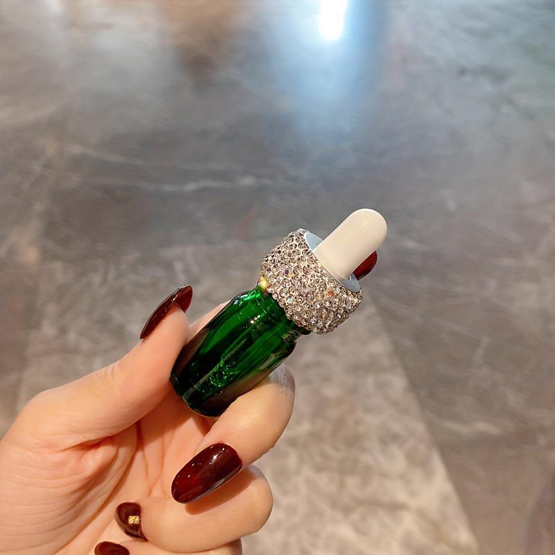Elegant Diamond-Studded Glass Dropper Bottle - Portable, Multifunctional Essence & Perfume Container
