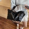 Women's Fashion Y2K Hot Girl Motorcycle Bag Vintage Solid Color Large Capacity Rivet Decor Shoulder Crossbody Bag CLE