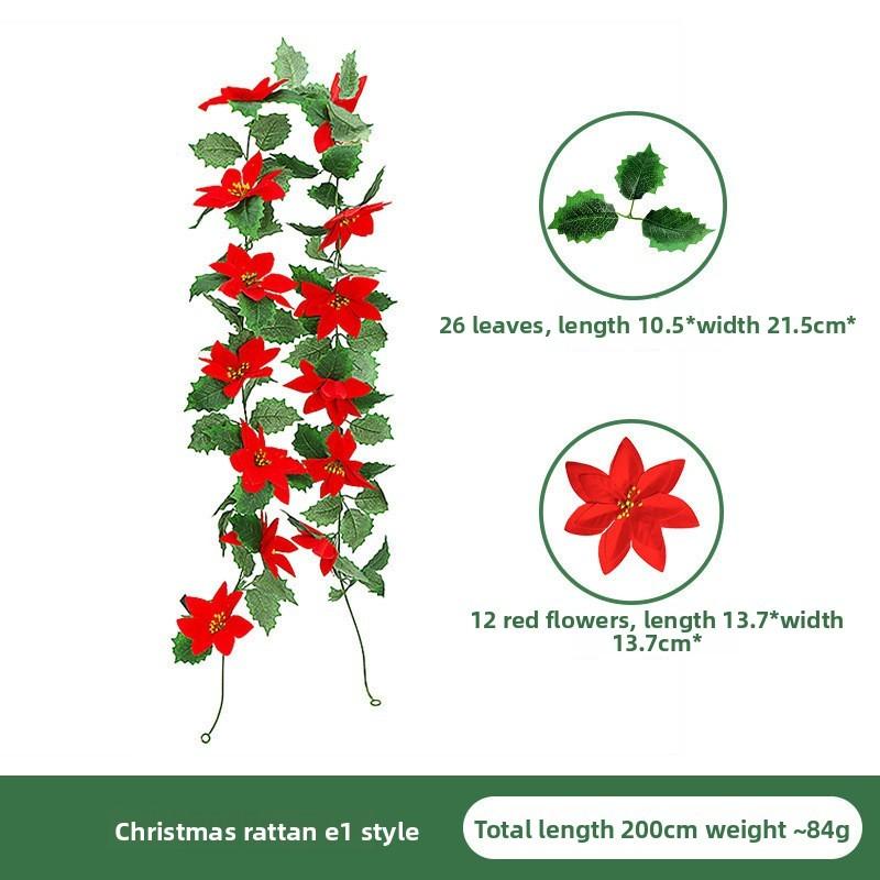Christmas Simulation Red Fruit Vine With Artificial Pine Needles For Holiday Home Decor