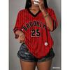 Women's Los Angeles NO.86 Print V-Neck Short Sleeve T-Shirt Summer