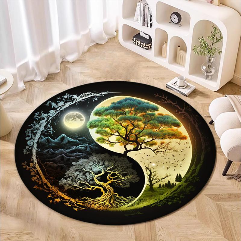 1Pc Celtic Tree of Life theme Printed circular carpet, home door mat, outdoor travel protection carpet A16