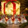 Thickened Electroplated Bell Christmas Ornament with Red Ribbon Bow, Small Jingle Gift Box Accessory Tree Hanging Decoration for Tree, Garland,