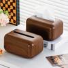 Faux Walnut Chinese-Style Tissue Box for Home, Dining Room, Living Room, Coffee Table, Hotel, B&B Storage