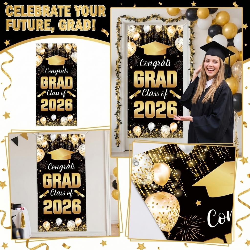 Graduation Class Decoration Door Flag Hanging Flag Graduation Party Decoration Supplies