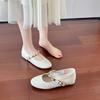 Round Head Flat Bottom Mary Jane Women's New Retro Soft Sole Soft Leather Word with Inner Height Increase Shallow Mouth Single Shoes Women