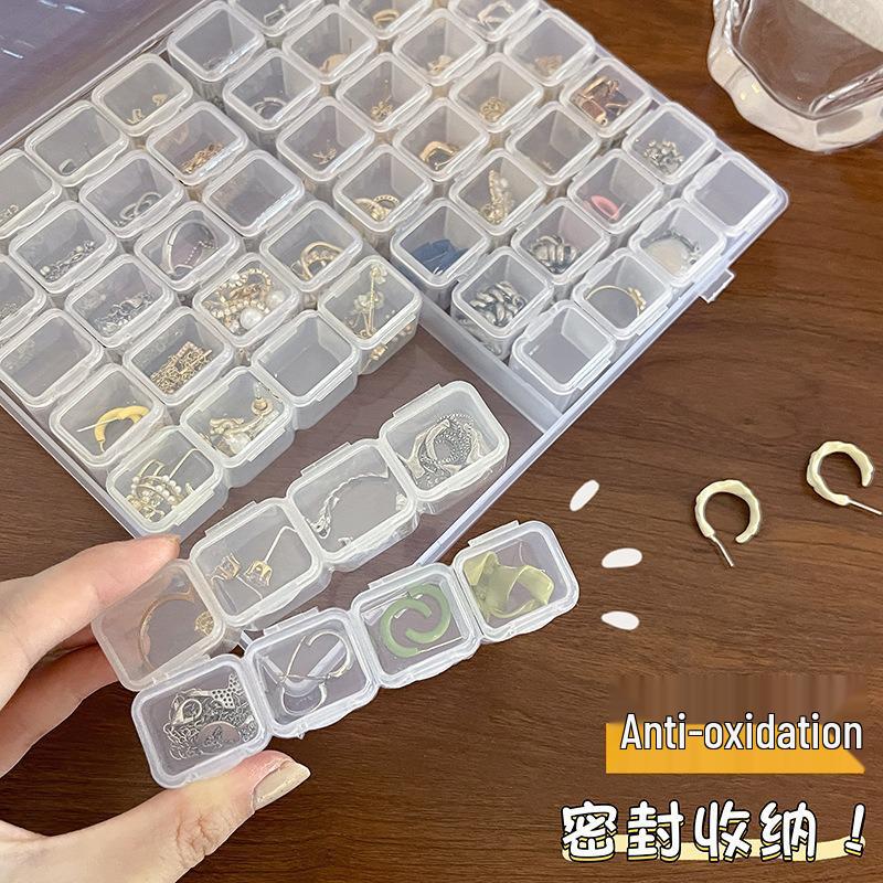 56-Grid Detachable Nail Art Storage Box, Transparent PP Organizer for Jewelry & Small Parts