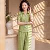 Women's Elegant Tie-Neck Short Sleeve & Wide-Leg Pants Set