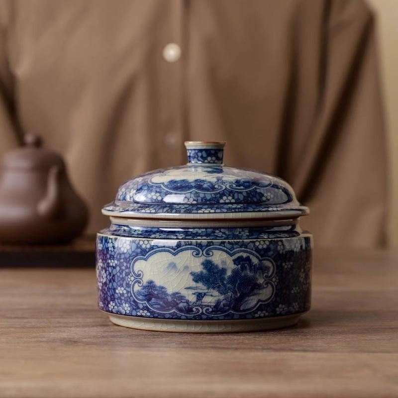 Creative Blue and White Porcelain Tea Cans Ceramic Candy Jars Vintage Ceramics Nuts Coffee Beans Medicinal Herbs Storage Jars