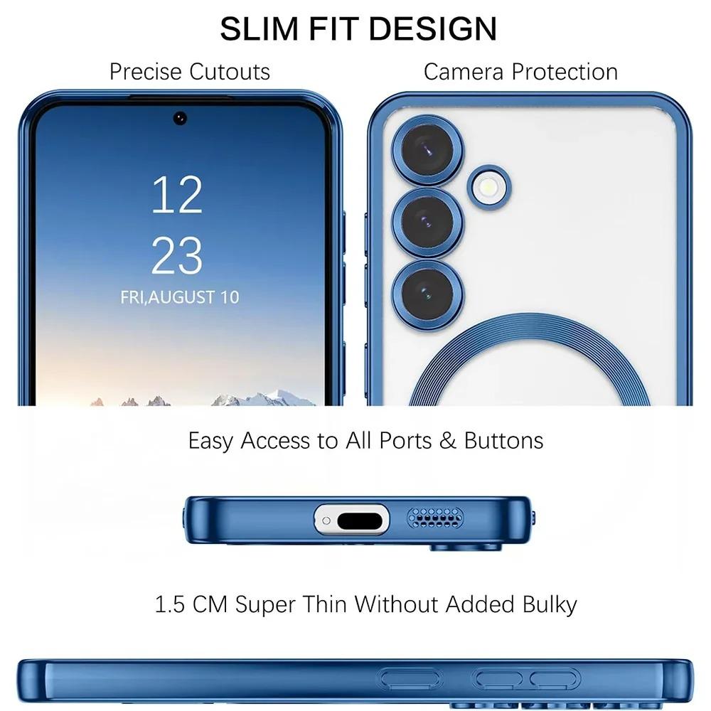 Luxury Plating For Magsafe Magnetic Case For Samsung Galaxy S25 S24 S23 Ultra Plus S 25 FE S25Ultra Silicone Clear Soft Cover