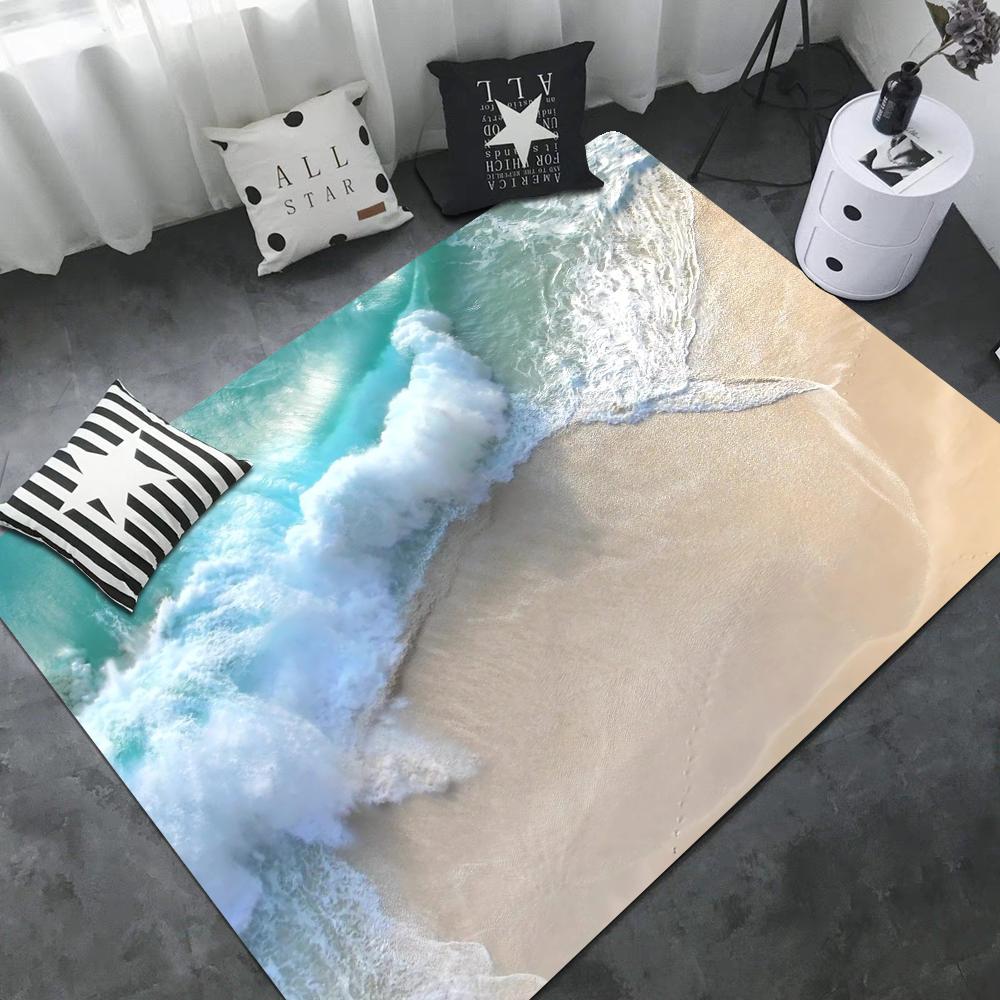 Large Waves Beach Floor Mat Nordic Style Home Doormat Bathroom-Toilet Mats Bedroom Hotel Decor Mat