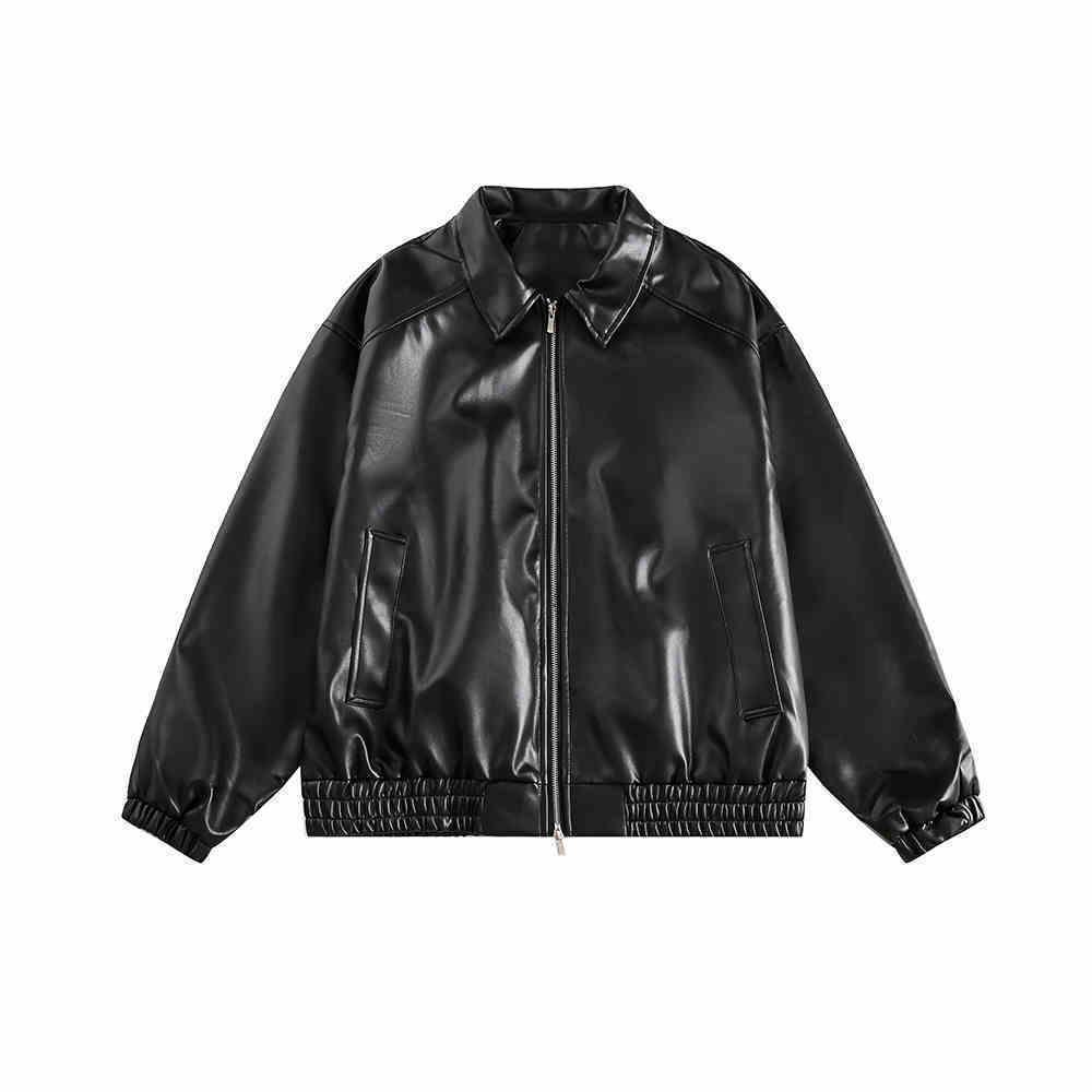 Unisex Retro American Style Leather Jacket with Velvet Lining for Autumn and Winter