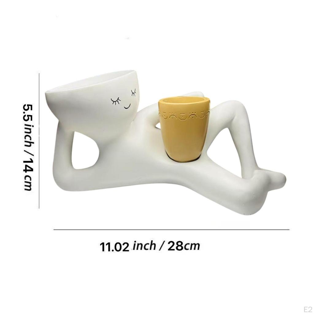 Lazy Guy Planter Ornament Creative Centerpiece Practical Plant Container Resin Flower Pot for Indoor