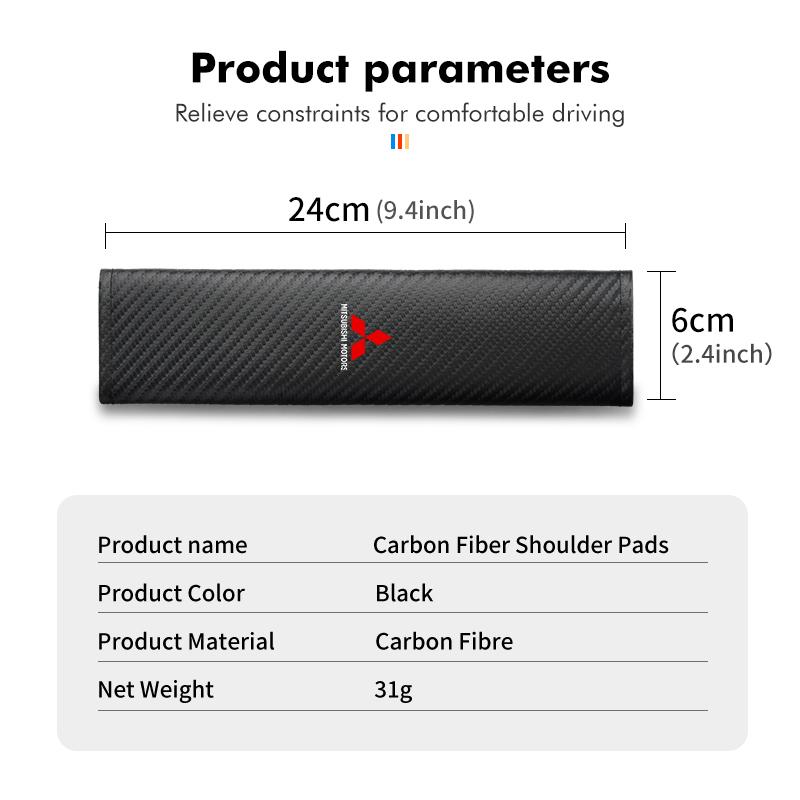 Carbon Car Safety Seat Belt Shoulder Pad Protection Cover For Mitsubishi Outlander Lancer L200 ASX Pajero Grandis Eclipse