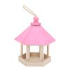 Wooden Bird Feeder Handmaking Outdoor Hanging Parrots Birdhouse Feeder with RoofPink