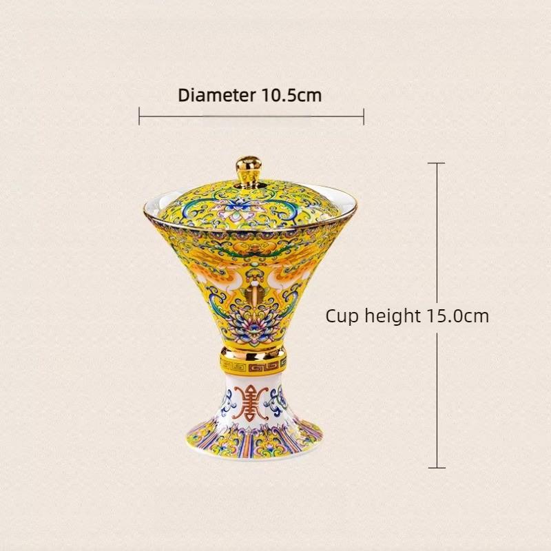 BEPAN 1PC Enamel Color Household Small Teacup Chinese Bone China Milk Tea Cup Tall Supply Bowl Ceramic Gorgeous Style Household Goods