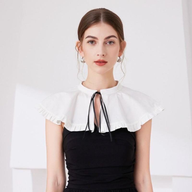 Ruffled Choker Fake Collar for Women Shirt Detachable Adjustable False Collar Neckwear Shoulder Wraps Cape