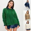 Women's Fashion Casual Solid Color Print Long Sleeve O-Neck Autumn Winter Loose Sweaters