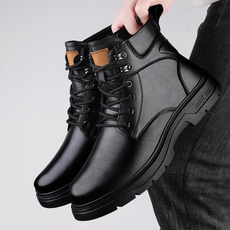 Men's Mid-Calf Genuine Leather Retro Martin Boots - Autumn/Winter Fashion, Versatile Thick Sole