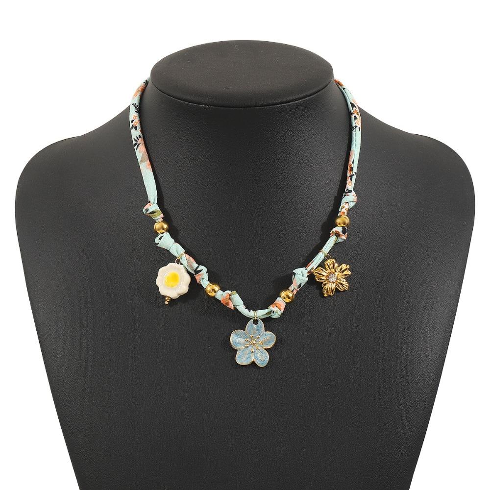 Flower Beach Ocean Series Necklace Jelly Fish Blue Bead Necklace  Girls
