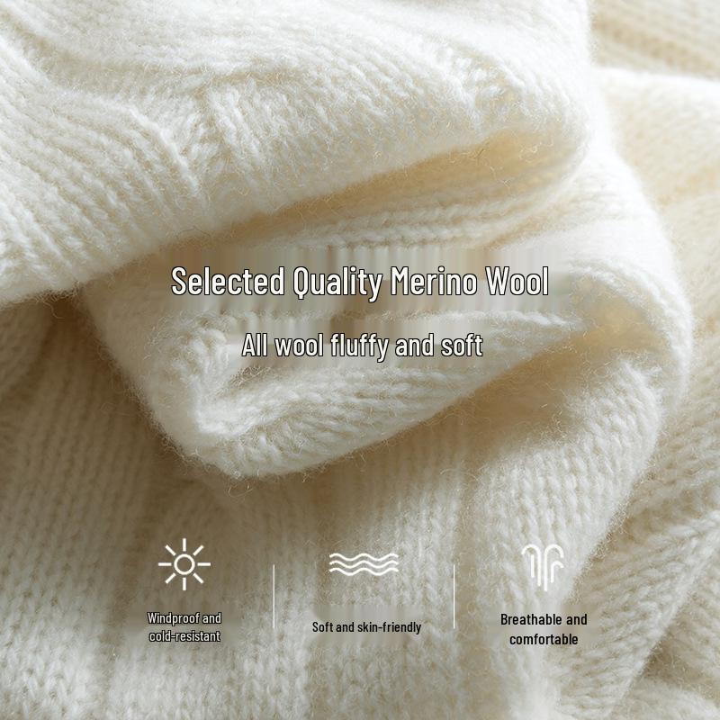 2025 Puyuan Autumn/Winter Wool Cable Knit Stand Collar Zip-Up Sweater for Women - Soft Texture