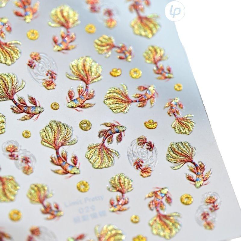 New Arrival Koi Fish & Gold Flower Nail Art Stickers - Wealth Attraction & French Flower Designs for Wearable Nail Decorations