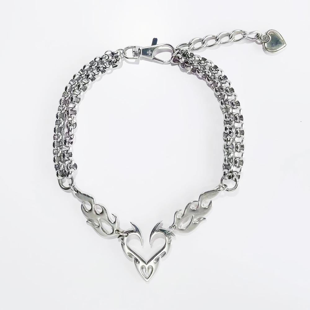 Fashionable Titanium Steel Totem Heart-Shaped Pendant Trendy Men Women Instagram Hip-Hop Accessories Party Jewelry Accessories