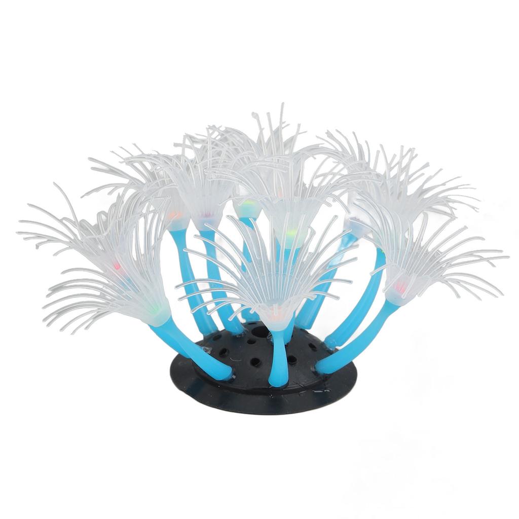 Aquarium Simulation Coral Lifelike Decorative Ornament Silicone Artificial Fish Tank Water Plant for Freshwater Blue
