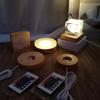 Wooden LED Acrylic Night Light Base - DIY Round Luminous Stand