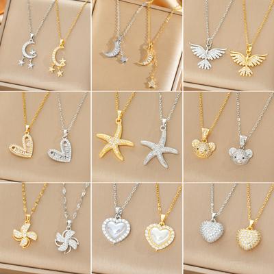 Exquisite Light Luxury Full Diamond Titanium Steel Collarbone Necklace Women Fashion Trend Pendant