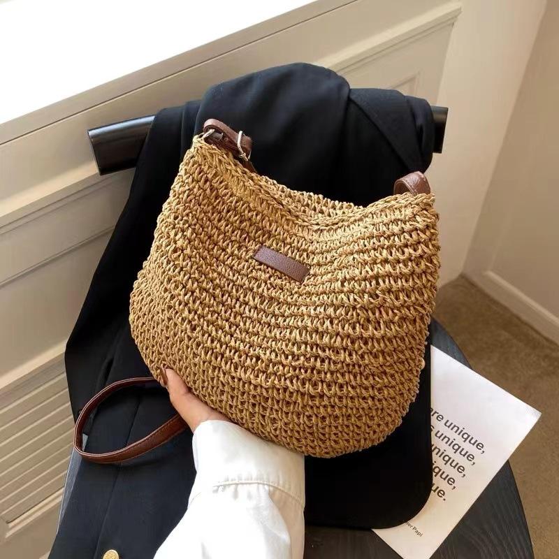 Straw Knitted Purses and Handbags Women Shoulder Bags Straw Woven Side Bag for Ladies Woman Handbag Beach Bag
